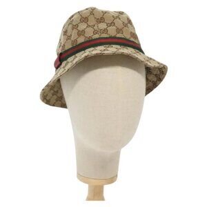 GUCCI GG Canvas Web Sherry Line Hat M Beige Red Green 411790 Auth yk19494
